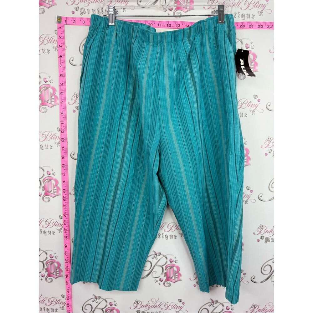Alia capri pants Teal Striped Elastic Waist Pants brand new with tags